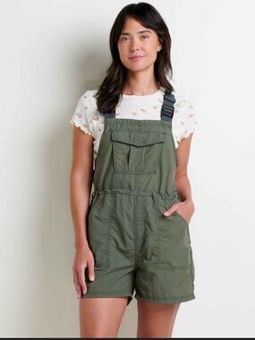 Toad&Co Beetle Green Overall Dress with Black Straps